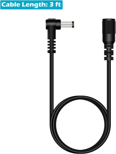 Vista 4 de Paquete de 2 cables de extensión de alimentación CC de 3 pies de 0.217 in x 0.083 in, recto a recto, enchufe macho a hembra, cable de extensión