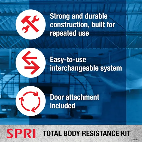 Vista 5 de SPRI Resistance Band Kit - Resistance Training Interchangeable Tubes for Full Body Toning - Includes 5 Exercise Bands, Ankle/Wrist Strap with Padded