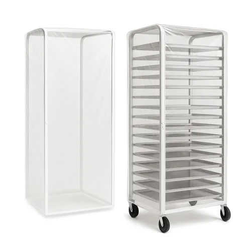 Vista 8 de Cubierta comercial para estante de pan con cremallera, cubierta de estante de sartén de 20 niveles con rejillas de ventilación, 23 x 28 x 64