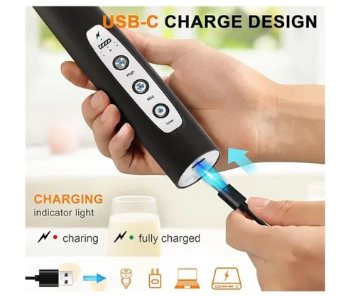 Vista 3 de Espumador de leche recargable USB.