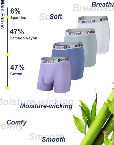 Vista 8 de Jimonda Paquete de ropa interior suave para hombre, transpirable, rayón de bambú y fibra de cobre, bragueta frontal con bolsa