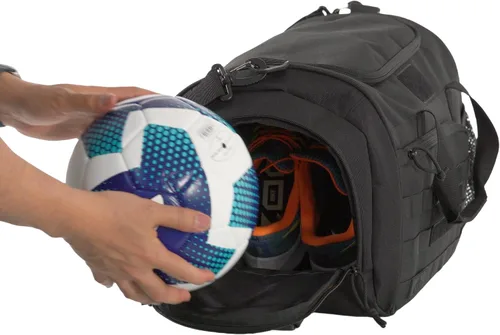 Vista 4 de APRlLBAY - Bolsa de lona militar de gran capacidad de 43 litros, bolsa táctica de gimnasiofin de semana para hombres y mujeres (negro azabache)