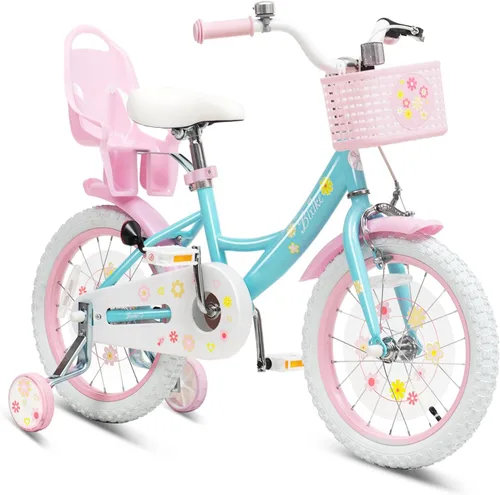 Vista 18 de Bixike Girls Bike with Basket for Toddlers and Kids Aged 3-14 Years Old, 12 14 16 18 Inch with Training Wheels & Doll Seat, 20 Inch with Kickstand &
