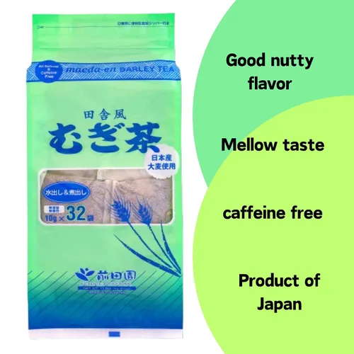Vista 5 de MAEDA-EN Mugi-cha Té de cebada 32 bolsas de té sin cafeína Origen japonés envueltas individualmente 17616 1pk