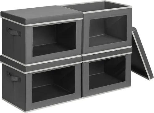 Vista 59 de Homsorout Contenedores de almacenamiento con tapas, organizadores pequeños de tela con ventana, contenedores de almacenamiento plegables para ropa