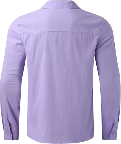 Vista 3 de BIUMUET Camisas de algodón y lino para hombre, estilo casual, con botones, color sólido, manga enrollable, para verano, playa, ajuste regular
