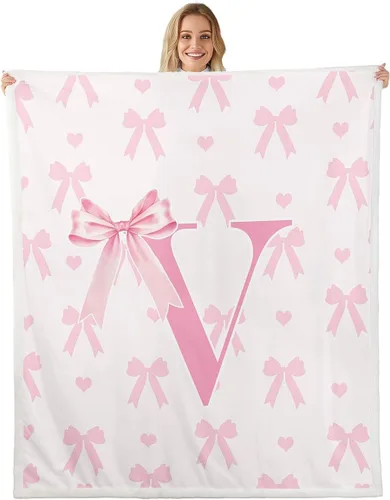 Vista 28 de Manta de franela rosa con lazo, estilo princesa, manta de forro polar de ensueño para decoración del hogar, sofá, sofá, manta romántica de forro