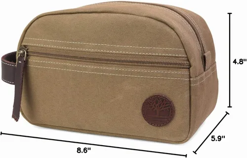 Vista 5 de Timberland Men's Toiletry Bag Canvas Travel Kit Organizer Caqui