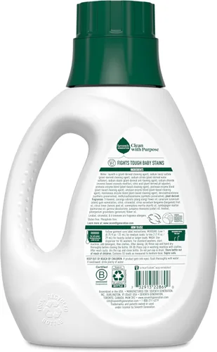 Vista 2 de Seventh Generation Detergente concentrado para ropa de bebé, fórmula antimanchas, aroma fresco, 40 oz (53 cargas)