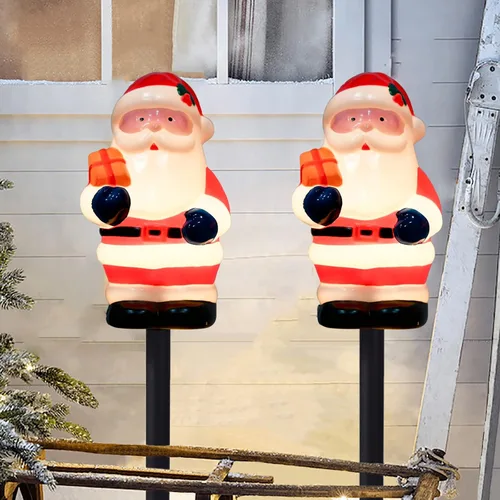 Vista 3 de Decoraciones de Navidad para exteriores, luces de estaca de Papá Noel de 7 pies con 4 bombillas C7, estaca, conectables, impermeables, marcadores