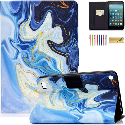 Vista 8 de Dteck - Funda para tablet Kindle Fire 7, funda protectora completa con función atril ajustable y función de encendido y apagado automático