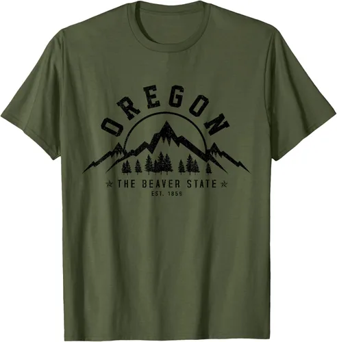 Vista 31 de Oregon The Beaver State Est. 1859 Vintage Mountains - Camiseta de regalo, gris, S