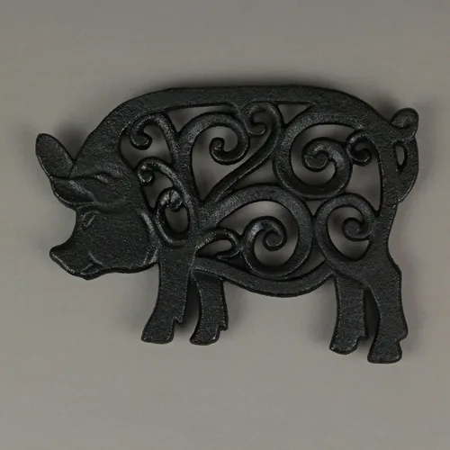 Vista 8 de Juego de 3 salvamanteles negros de hierro fundido para decoración de cocina, gallo, cerdo y vaca, arte decorativo para colgar en la pared, 9