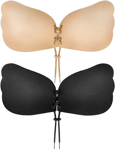 Vista 8 de Sticky Bra, Backless Strapless Bra Push Up, Adhesive Invisible Lift Up Bras 2 Pairs