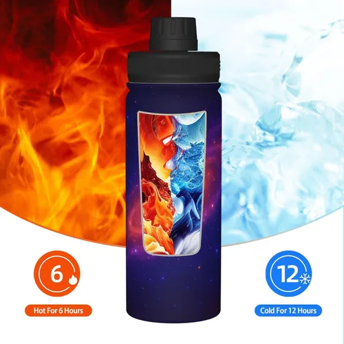 Vista 6 de Bright Star Printed Insulated Water Bottle, 18oz Stainless Steel Funny Travel Mug, Leakproof Hot & Cold for Sports, Gym, Hiking
