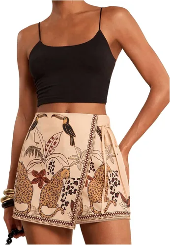 Vista 19 de SweatyRocks Mini faldas bohemias para mujer, pantalones cortos florales con Negro