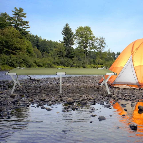 Vista 8 de Cuna de camping al aire libre, cama plegable y ligera, catre portátil para acampar con bolsa de transporte para adultos, senderismo, caza, viajes
