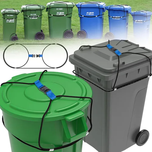 Vista 9 de 2 cerraduras de tapa para botes de basura para animales, cordón elástico para mantener al oso/mapache/perro fuera de la basura 2