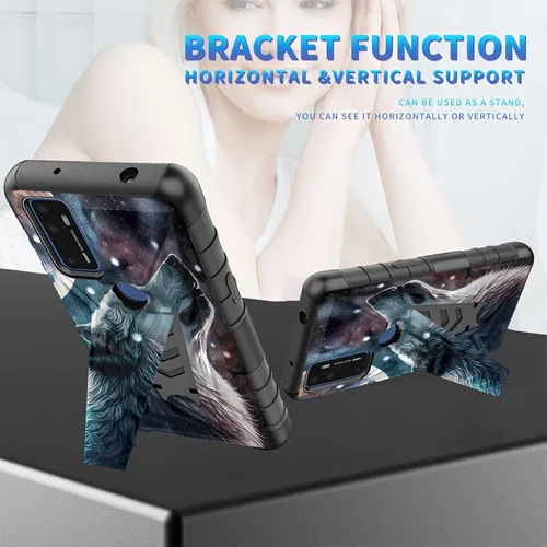 Vista 235 de Funda para AT&T Maestro Max 2021/Cricket Ovation 2 con protector de pantalla de vidrio templado, funda resistente con función atril integrada