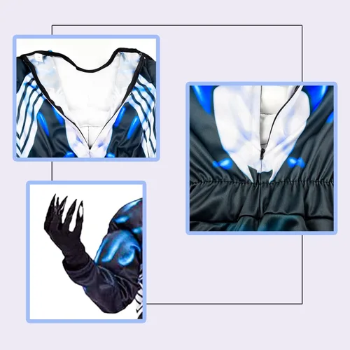 Vista 3 de Disfraz de superhéroe para cosplay de Halloween para niño con máscara y guantes