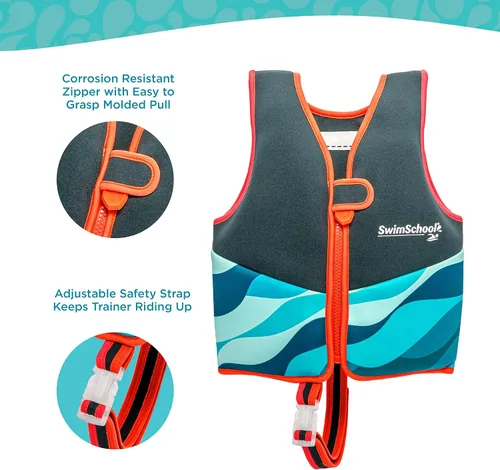 Vista 4 de SwimSchool Chalecos de Entrenamiento de Natación para Niños para Niños Pequeños de 2 a 6 Años – Niños/Niñas – Varios Colores/Estilos – Flotadores