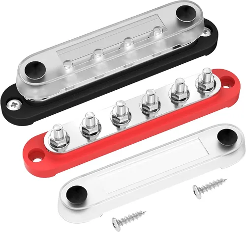 Vista 9 de DaierTek - Barra colectora de 300A 12V marina, bloque de distribución de potencia con cubierta, 6 pernos de 3/8" (M10), máximo 300V CA, 48V CC