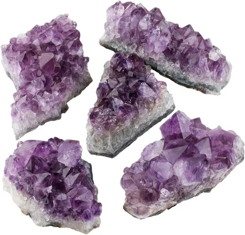 Vista 5 de Nupuyai Piedra de muestra de racimo de amatista natural para decoración del hogar, figuras de geoda de cuarzo de cristal crudo para decoración