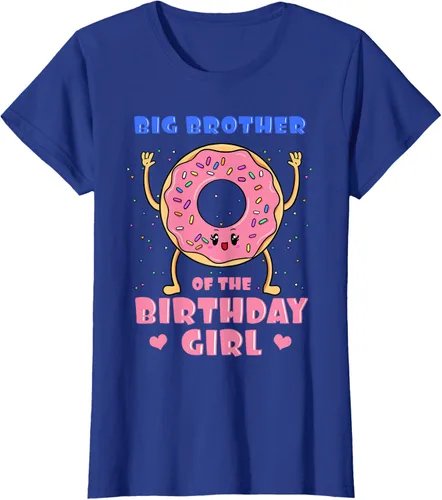 Vista 57 de Big Brother Of The Birthday Girl Donut Bday Party Bro Sib Camiseta, Negro, S
