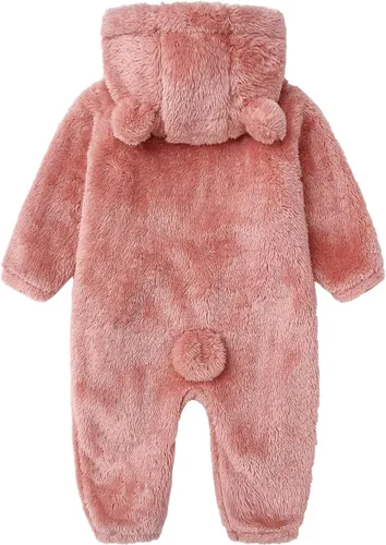 Vista 6 de CAHL&FAUO Traje de nieve para recién nacido, con diseño de oso de dibujos animados, mameluco de forro polar con capucha