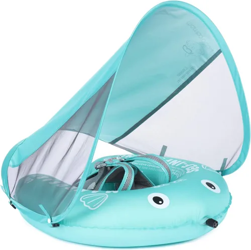 Vista 19 de Mambobaby Float Add Tail Flotador de natación para bebé/bebé con toldo, no inflable, sólido, mejorado, suave, impermeable, material de cuero