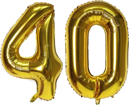 Vista 23 de Globos digitales dorados de 40 pulgadas, con número 10, globos de helio para decoraciones de fiesta de cumpleaños y suministros para decoración