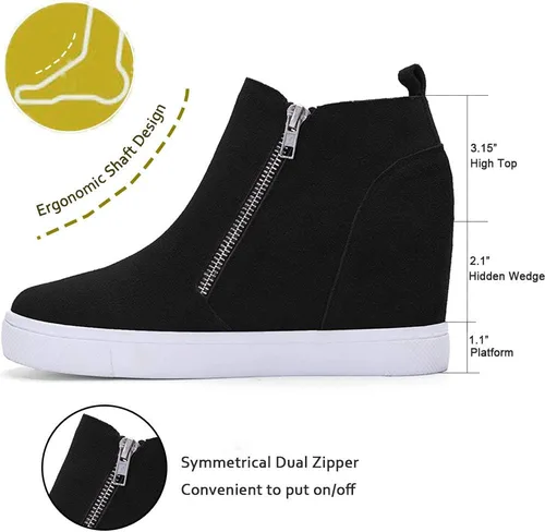 Vista 2 de Athlefit - Zapatos deportivos de cuña de plataforma para mujer, con tacón oculto, botines de cuña oculta
