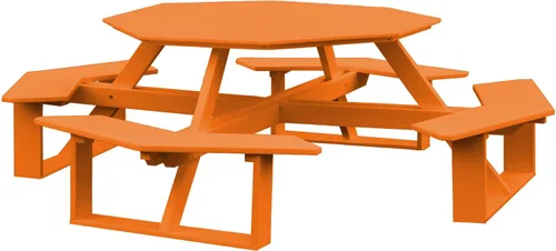 Vista 3 de Amish-Made - Mesa de picnic octágono de poliéster azul Aruba de 54 pulgadas Azul (Aruba Blue)