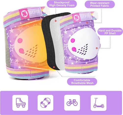 Vista 6 de Rainbow Unicorn - Patines para niños con equipo de protección, morado, talla S