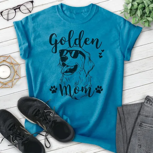 Vista 2 de EVERTREE CLOTHING Golden Mom T-Shirt, Unisex Women's Shirt, Golden Retriever Owner, Best Dog Mom Gift