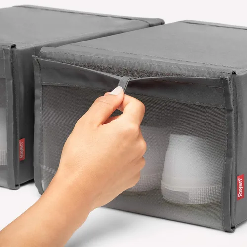 Vista 4 de Rayen Cajas de zapatos apilables de 2 U, color gris, tamaño: 9.1 x 13.4 x 6.3 in