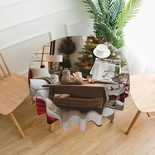 Vista 10 de Mantel decorativo redondo Cactus Desert Sunsets: transforma tus mesas de comedor y café con nuestro exuberante acento de lino
