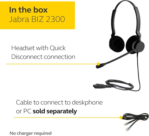 Vista 10 de Jabra Biz 2300 USB Duo Auriculares profesionales con cable para centro de llamadas