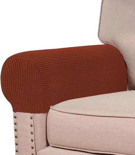 Vista 23 de Turquoize Fundas elásticas para reposabrazos para sillas y sofás, fundas para reposabrazos de sofá de elastano y jacquard, protector de muebles