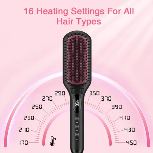 Vista 5 de Cepillo iónico alisador de cabello con resistencia al calor, guante y función de bloqueo de temperatura, 2 en 1, MiroPure Negro