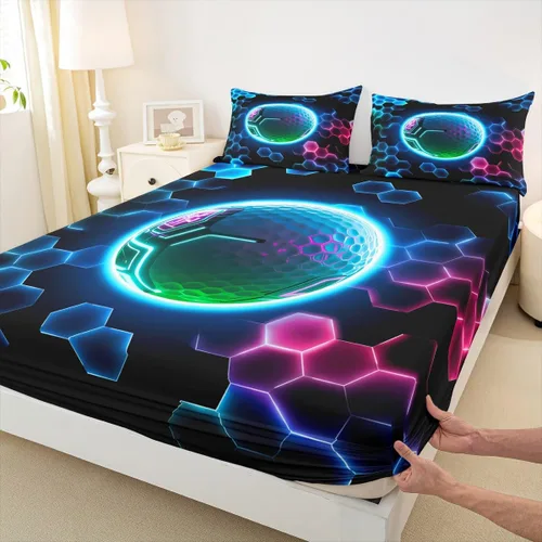 Vista 17 de Erosebridal Graffiti Rugby Ball Sheets for Boys Girls Colorful Rugby Helmet Fitted Sheet,Sports Kids Bedding Sets Football Game Bed Sets Twin 2 Piece