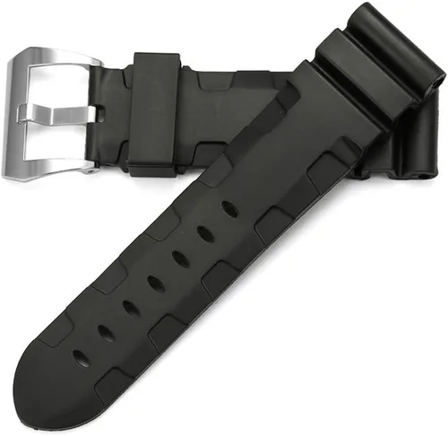 Vista 2 de Compatible con correa de reloj de 0.945 in de goma negra para Alt Panerai.