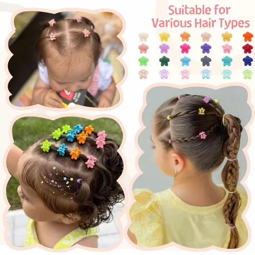 Vista 3 de CÉLLOT 96 piezas de flequillo para el pelo de niñas pequeñas, mini pinzas para el cabello, accesorios para el cabello para niñas, adolescentes