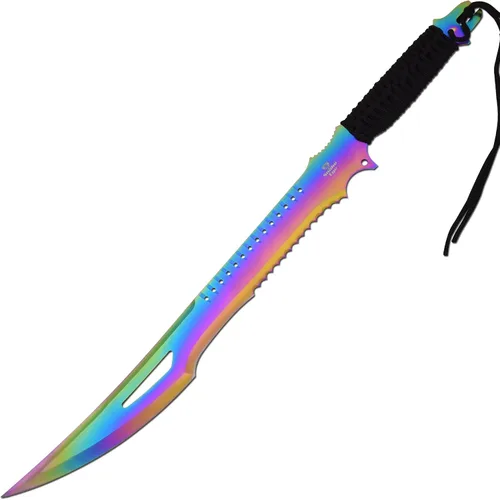 Vista 2 de Snake Eye Tactical - Espada de fantasía con funda de nailón, machete para exteriores y camping Arco iris
