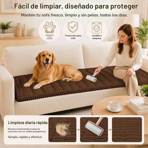 Vista 4 de decorUhome Funda de sofá para perros, funda antideslizante y mullida para sofá, para asiento, respaldo y reposabrazos, protector de sofá suave