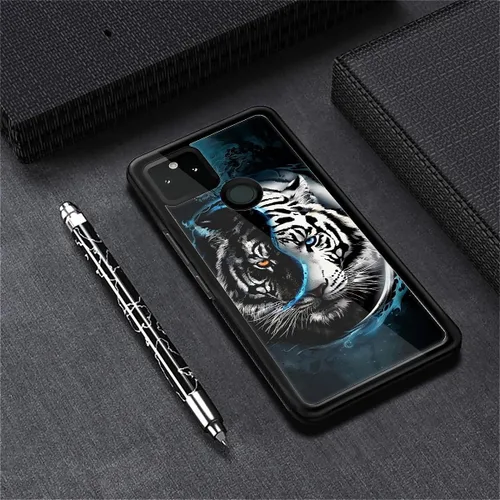 Vista 1379 de Compatible con Google Pixel 4A 5G Mobile Case Creative Acrylic Panel trasero Silicona Protección Grip especialmente diseñado para Google Pixel 4A 5G