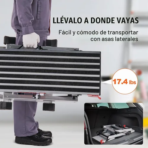 Vista 4 de VEVOR Plataforma de Trabajo Plegable, Escalera Taburete de Paneles de Yeso de Aluminio de 40x12x20 Pulgadas, Capacidad de Carga de 660 lbs Banco