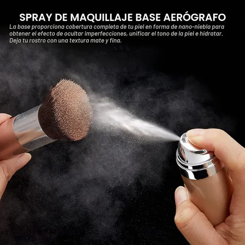 Vista 2 de Aerógrafo, base de maquillaje en aerosol, base de maquillaje impermeable de larga duración para iluminar, corrector e hidratación, acabado mate