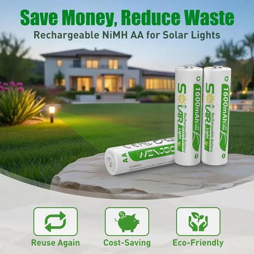 Vista 6 de Paquete de 12 baterías recargables AA de 1600 mAh para luces