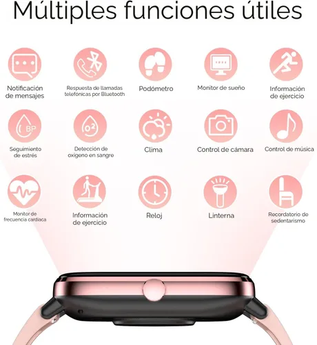 Vista 5 de Reloj inteligente para mujer, monitor de llamadas, monitor de actividad física, frecuencia cardíaca y sueño, pantalla táctil de 1.69 pulgadas